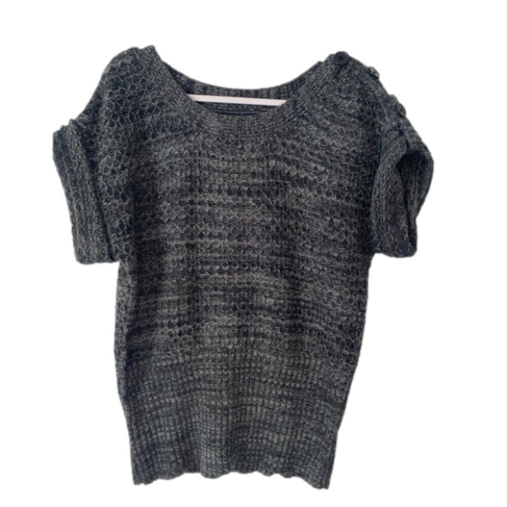 Great‎ Northwest Indigo Women's L Boho Slouch Short Sleeve Waffle Knit Sweater